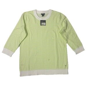 Eddie Bauer women's Striped Crewneck Sweater Large Katie Pear Lightweight NWT